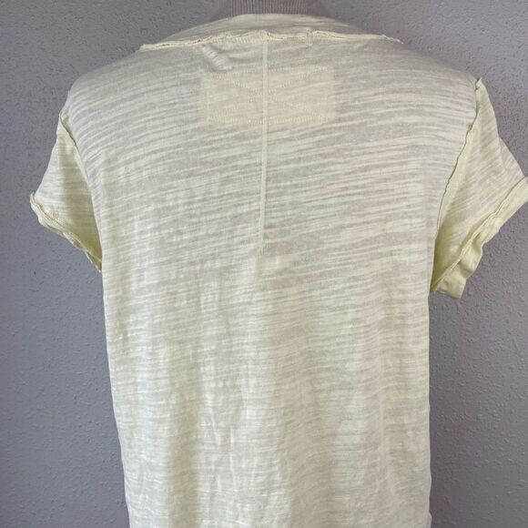NWT We The Free Yellow V-Neck Distressed T-Shirt Size XS - Picture 6 of 8